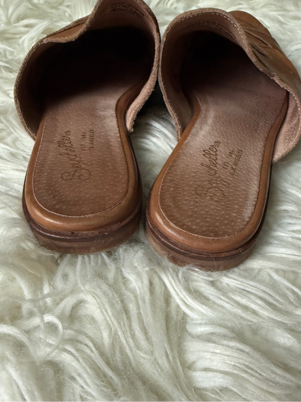 Seychelles Tan Leather Woven Mules - Picture 4 of 9